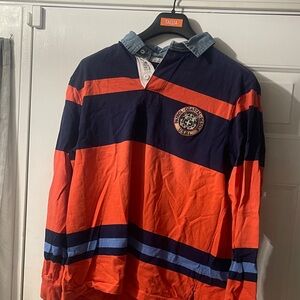 Polo by Ralph Lauren Orange and Navy Rugby Shirt